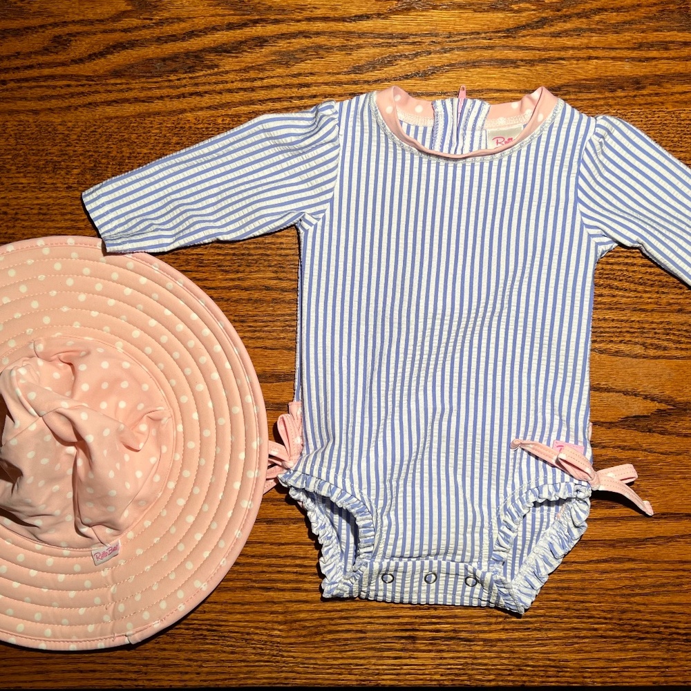 Ruffle Butts 3-6 month swimsuit and hat